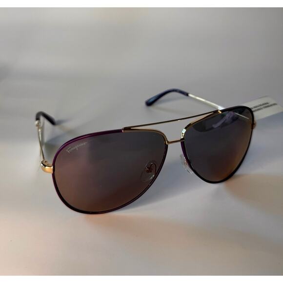 Salvatore Ferragamo SF131S 736 Shiny Light Gold, Purple/Grey Sunglasses - Picture 3 of 7